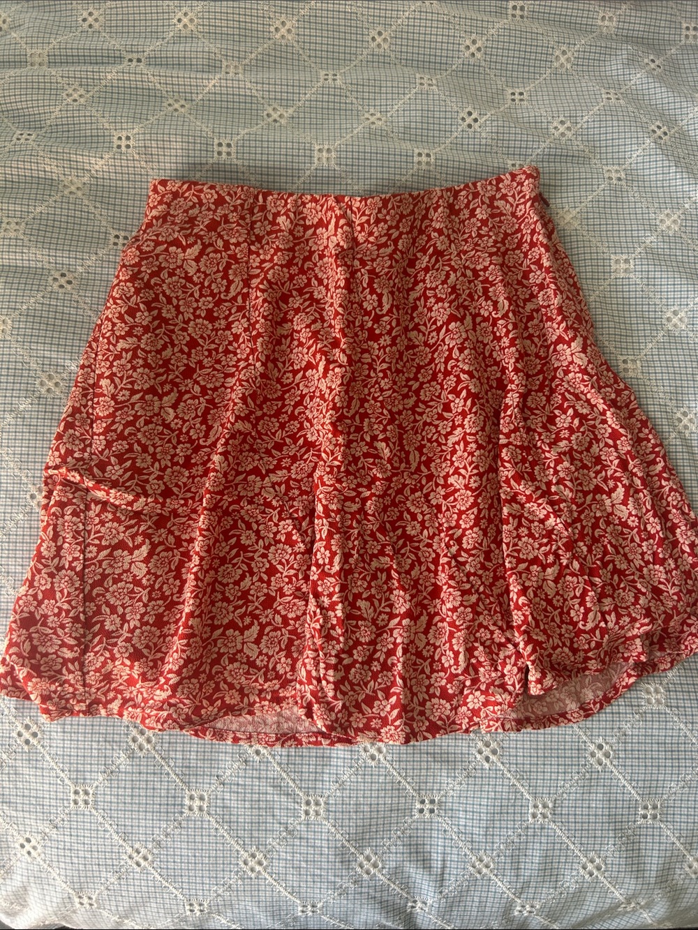 American Eagle Outfitters Red Floral Skater Skirt